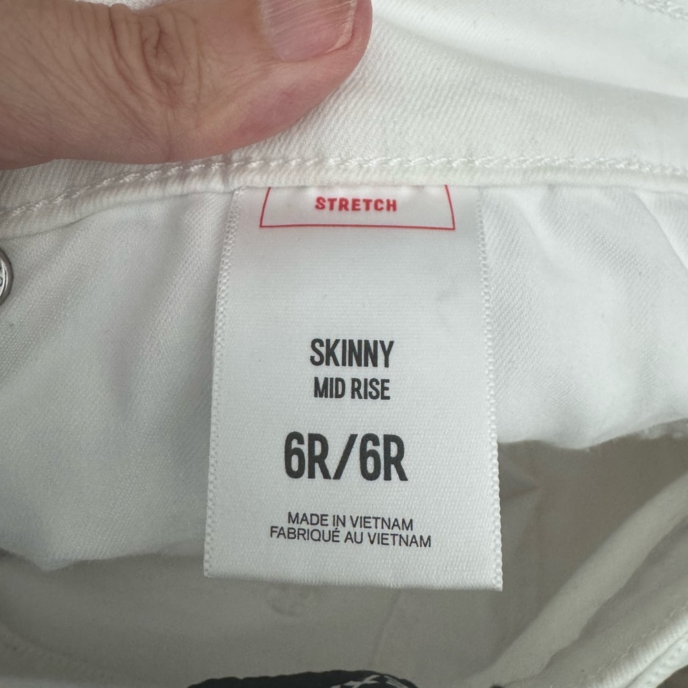 Express Stretch Mid Rise White Denim - Picture 3 of 6